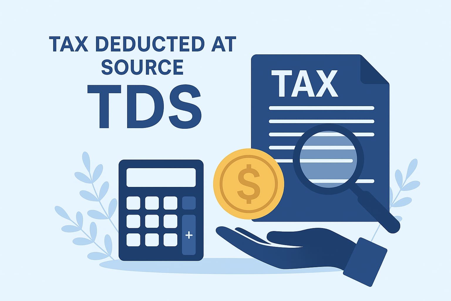 a hand holding a calculator and a coin