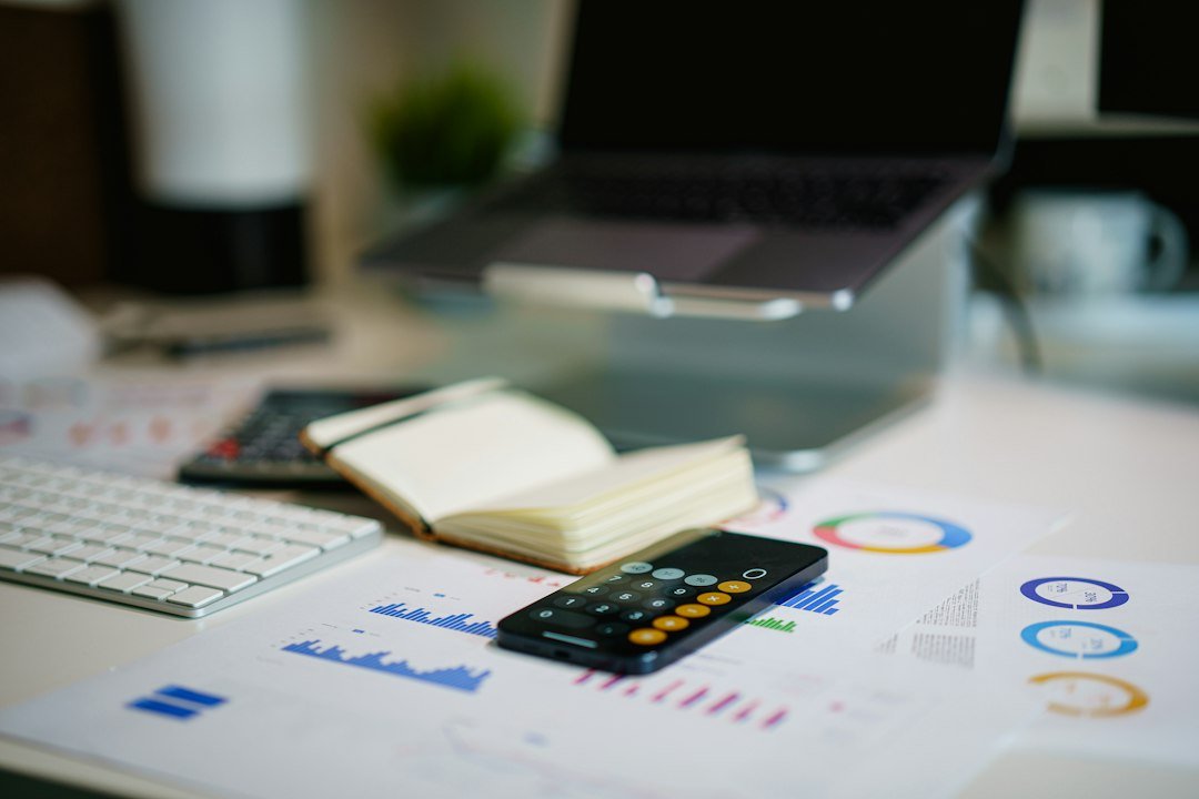 Bank reconciliation statement with financial report and calculator
