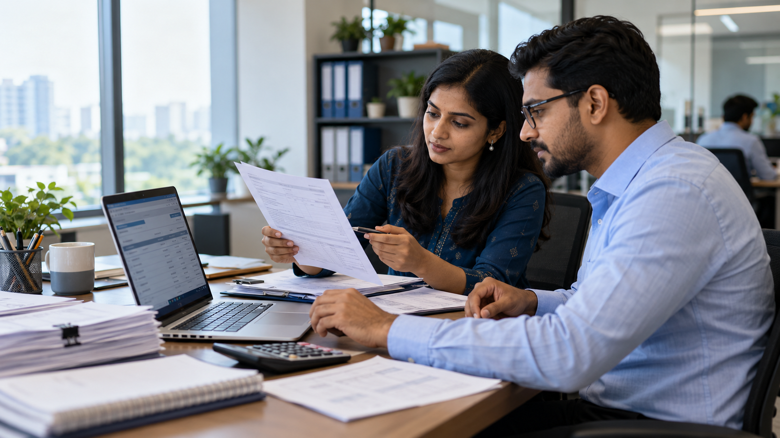 Accounts payable team reviewing a supplier invoice